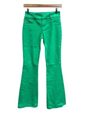 Alice + Olivia Stacey Bell Green Flare Jeans Size 25 Boho 70s Y2K
